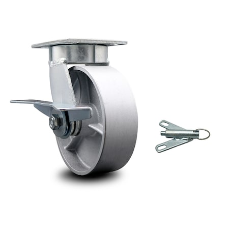 Service Caster 6 Inch Kingpinless Semi Steel Wheel Swivel Caster with Brake and Swivel Lock SCC SCC-KP30S620-SSR-SLB-BSL